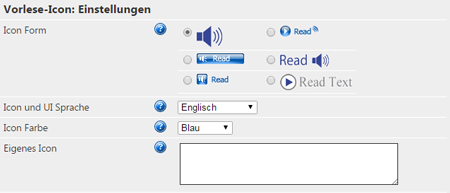 Voice Reader Web 15 Konfiguration - Vorlese-Icon