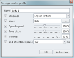Screenshot Voice Reader Studio 15 - Settings Speaker Profile