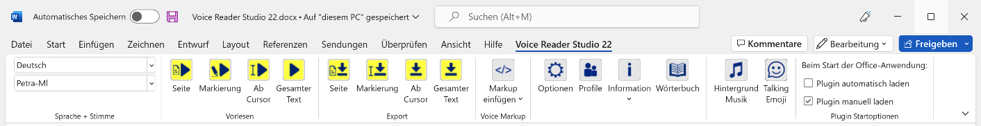 Text to Speech in Word Voice Reader Studio Plugin