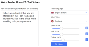 Voice Reader Home Text to Speech Demo: Test Voices