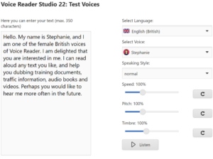 Voice Reader Studio Text to Speech Demo: Test Voices